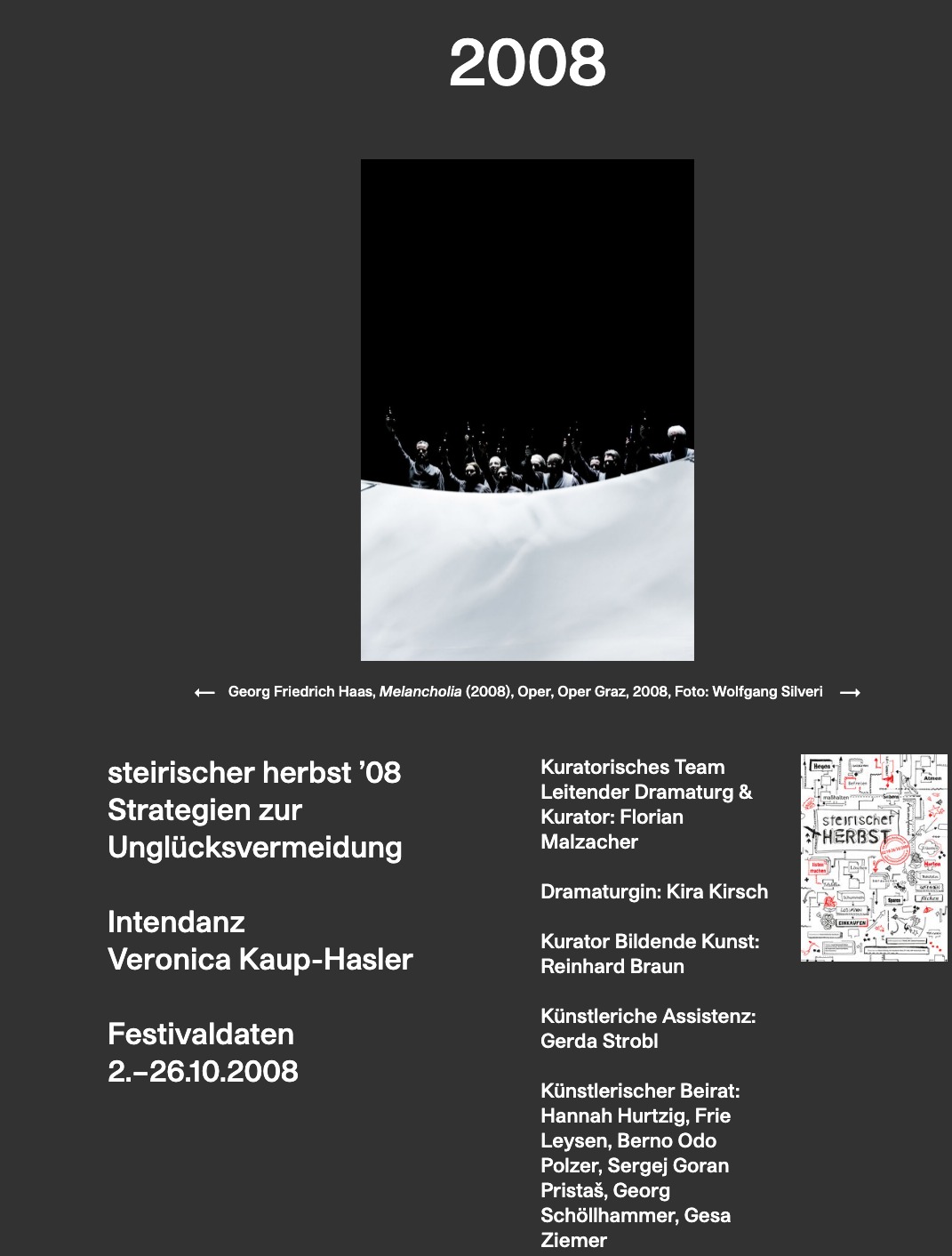 steirischer herbst ’08 „Strategien zur Unglücksvermeidung" – Festivalübersicht 2008